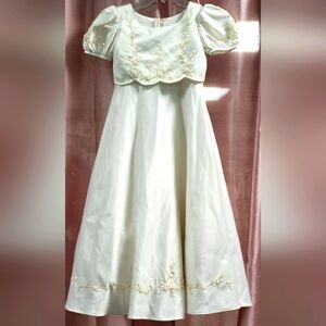 Elegant White Dress with Gold Embroidery